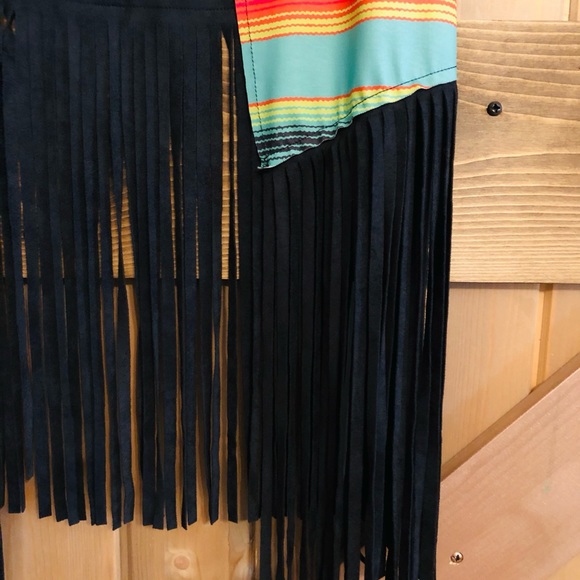 Crazy Train Suede Vest with Fringe and Cross Design on back. - Picture 3 of 7